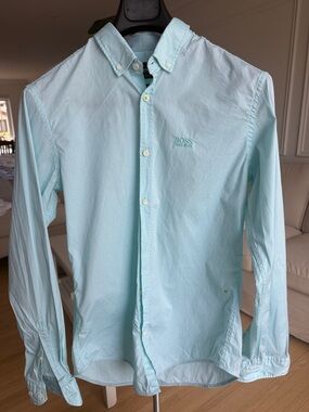 Boss Men's Pale Blue Button-Down Shirt